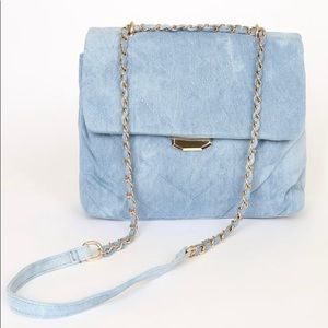 NWT Light Blue Denim Quilted Crossbody Bag 👜